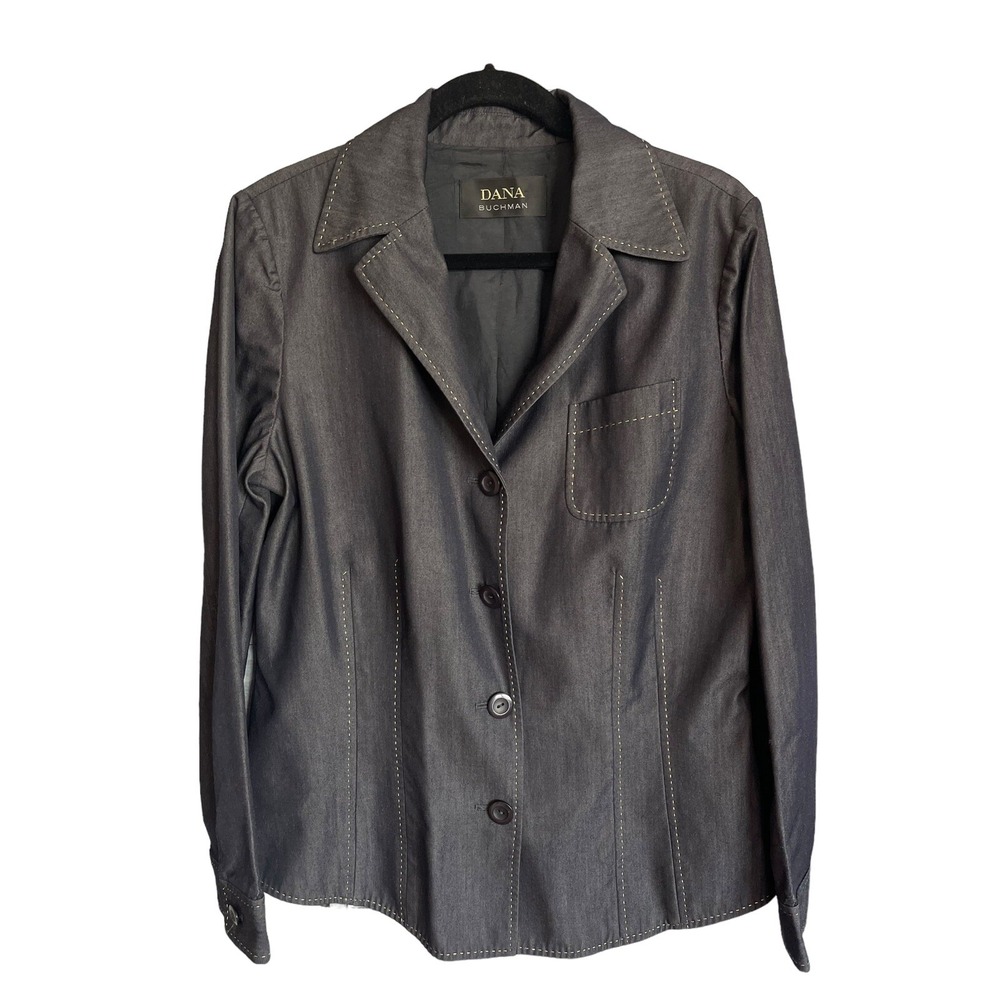 Dana Buchman Jacket 100% Lightweight‎ Wool Blue Jean Look GUC Size 10
